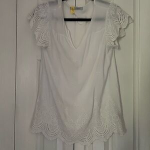 Elegant White Eyelet Blouse